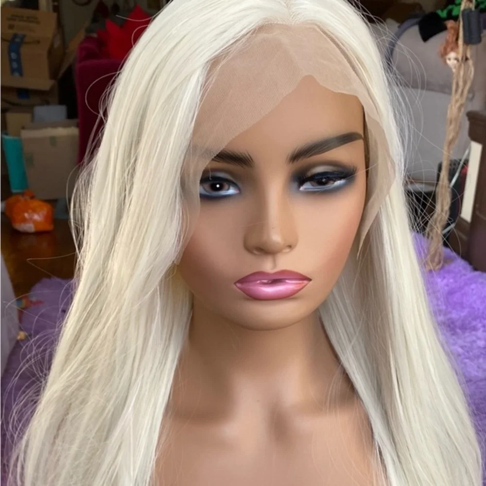 White blonde platinum lace front wig